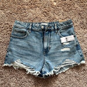 PacSun Light Indigo High Wasted Ripped Jean Festival Shorts